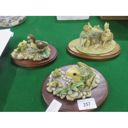 257 - Three Border Fine Arts Figures, Duck, Rabbits and Frog