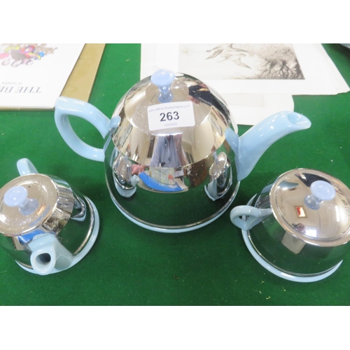 263 - Three piece Keep Warm Plated Tea Set