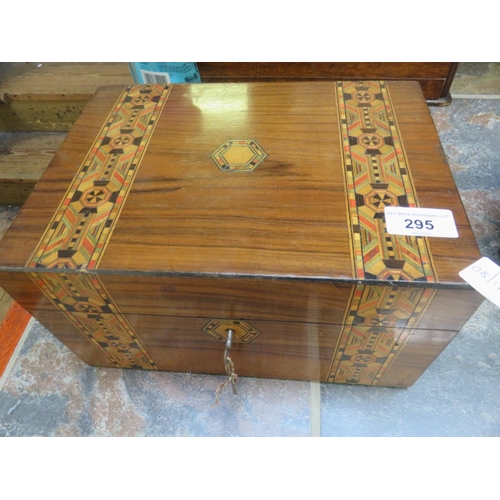 295 - Inlaid Wooden Box with key