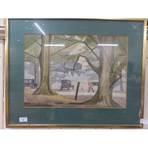 3 - Framed Watercolour - A Scene in Boxhill - Edith Lawrence - 35cm x 49cm