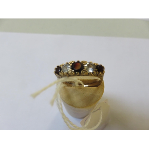 75 - 9ct. Gold five Red and White Stone ring