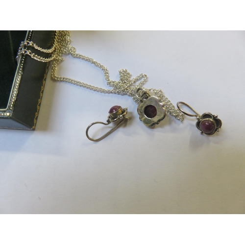 82 - Silver Pendant on chain with matching Earrings