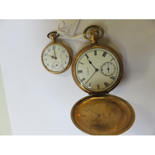 89 - Gilt Metal Elgin Pocket Watch and Gilt Metal Elgin Fob Watch