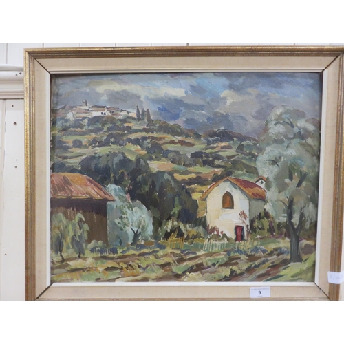 9 - Framed Oil Painting - a Continental Landscape Scene - Artist Unknown - 39cm x 50 cm