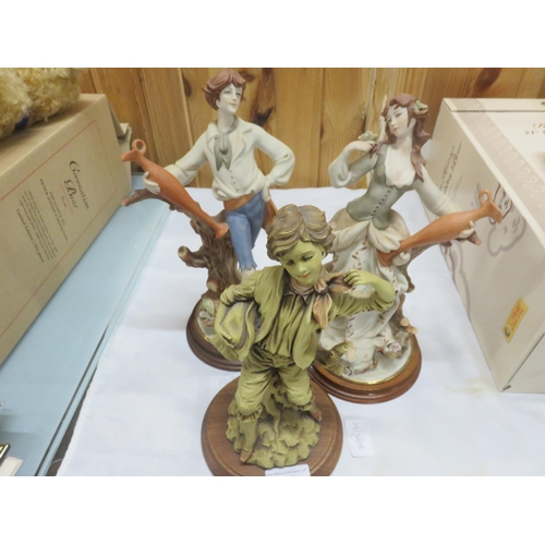 332 - Two Capodimonte Figures, Lady and Man, and Spelter Figure 