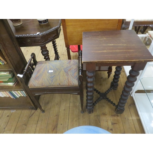 390 - Mahogany Square Occasional Table and a Piano Stool