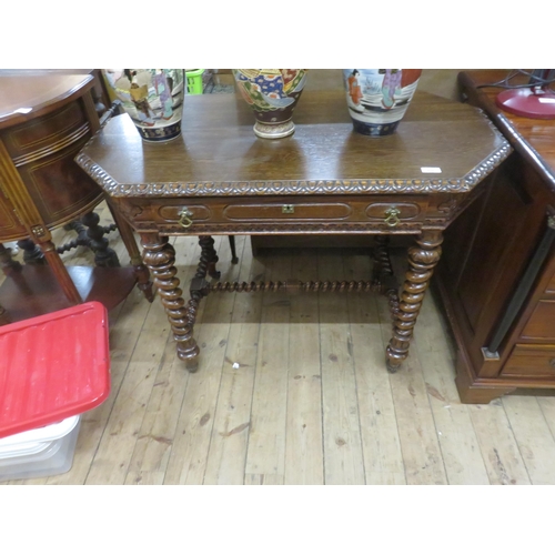 406 - Single Drawer Oak Side Table on Barley Twist Legs