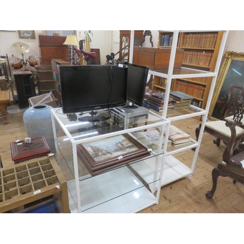 413 - Pair of Metal and Glass Display Shelves