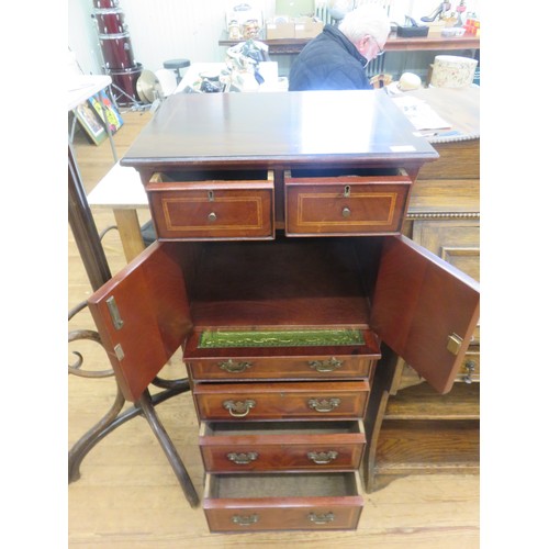 385 - Modern Oak Leather Topped Side Table