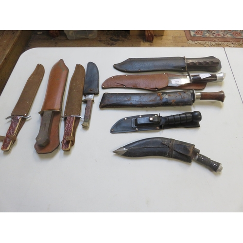 109 - Nine Hunting Knives including Kukri and Divers Knives