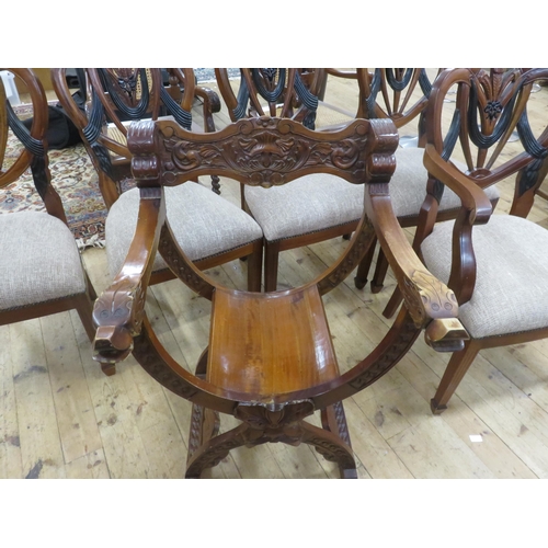 376 - Heavily Carved Oak Armchair/Worry Chair