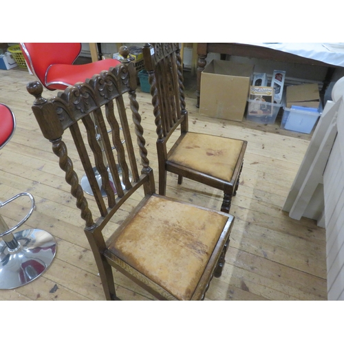 379 - Pair of Oak and Leather Chairs