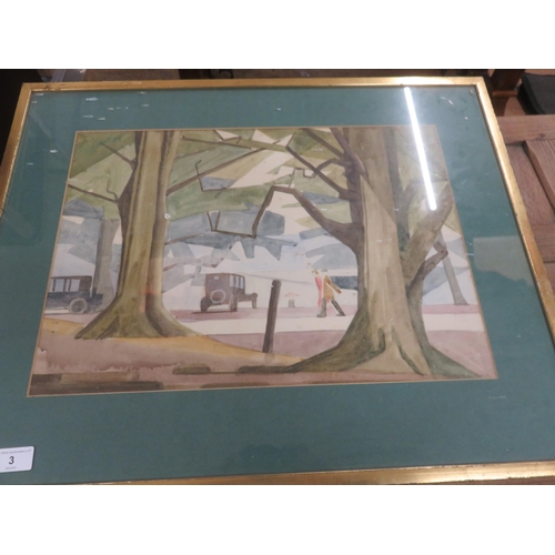 3 - Framed Watercolour - A Scene in Boxhill - Edith Lawrence - 35cm x 49cm