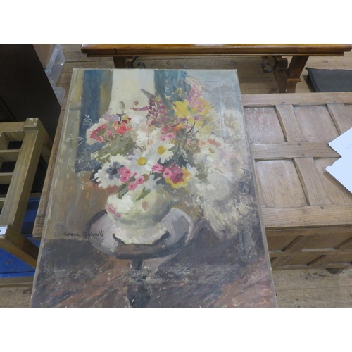 6 - Unframed Oil Painting - Still Life, Vase of Flowers - Anne Redpath - 70cm x 51cm