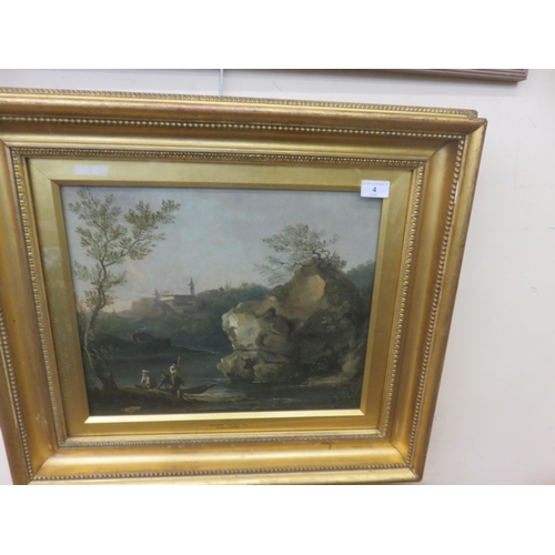 Framed Oil Painting - Italian Landscape Scene with Figures - Richard Wilson R.A. - 34cm x 42cm