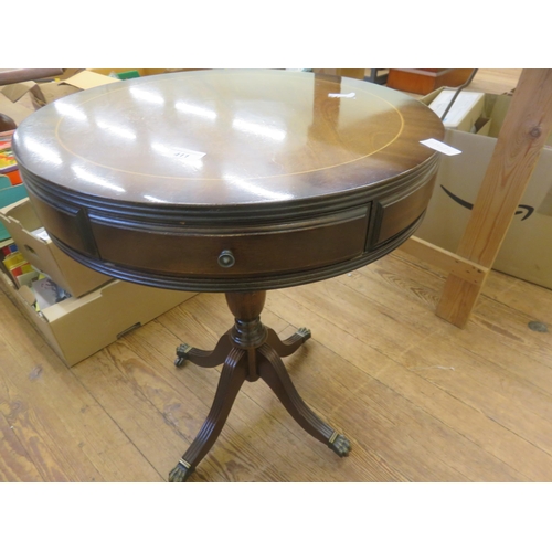 411 - Inlaid Mahogany Drum Top Table