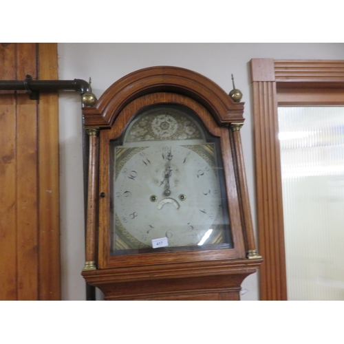 417 - Oak Longcase Clock with Painted Dial