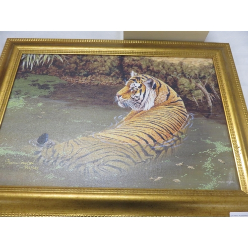 26 - Gilt Framed Picture of Tiger in Water