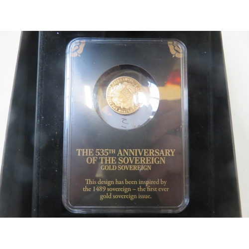 535th Anniversary of Gold Sovereigns Gold Sovereign, encapsulated in fitted case