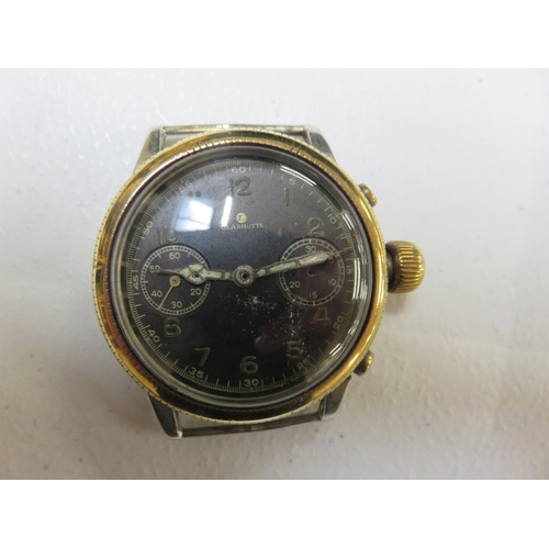 Authentic WW2 Luftwaffe Tutima Glashutte Officers Chronograph Wrist Watch, gilt works model, need repairs.