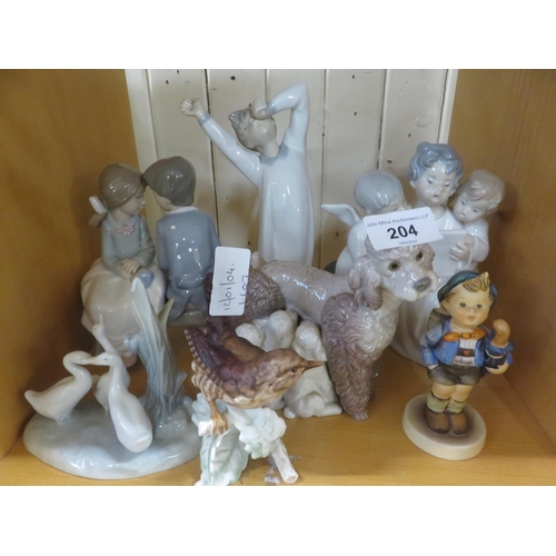 204 - Three Lladro Figures, Two Nao Figures and Two Goebel Figures