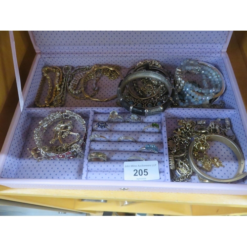 205 - Case containing Assorted Bangles, Rings and Jewellery