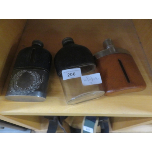 206 - Three Hip Flasks