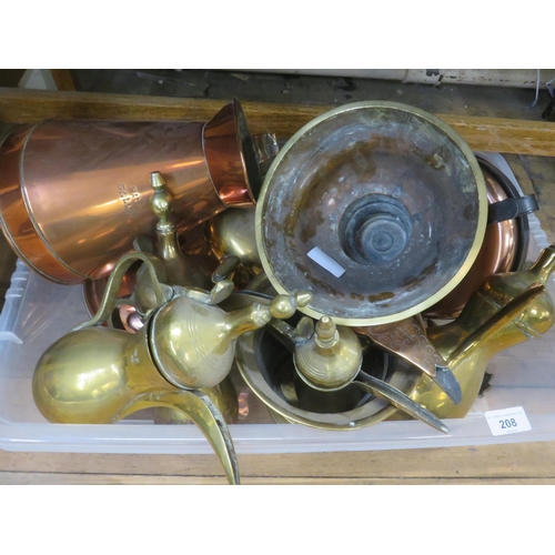 208 - Box of Copperware and Brassware