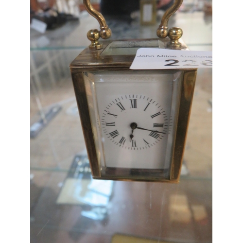 226 - Antique Miniature 8 day Brass Carriage Clock