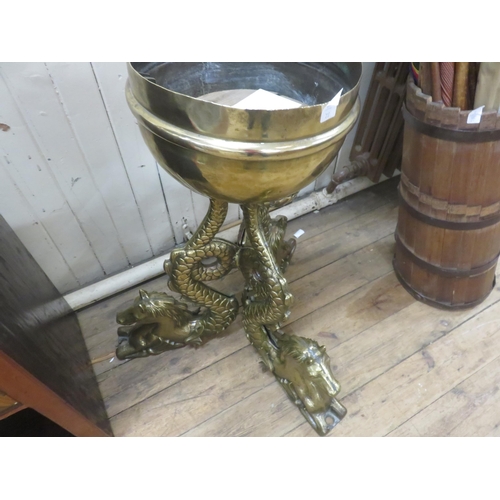 Heavy, Early Victorian Bronze Compass Stand on Three Dolphin Supports - 73cm high