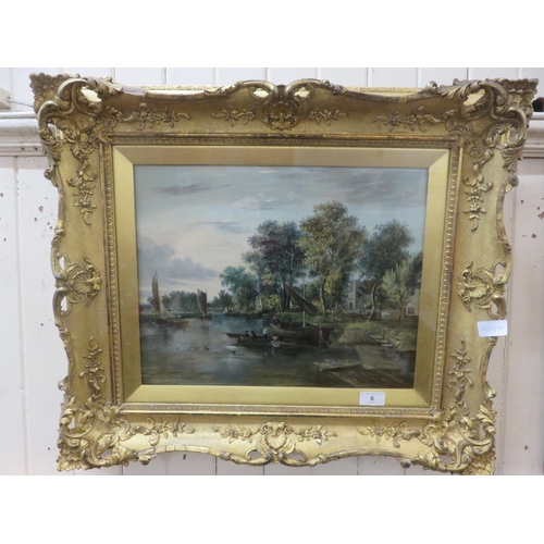 Framed Oil Painting "A View on the Yare, nr.  Norwich", James Stark, 33 x 42 cm.