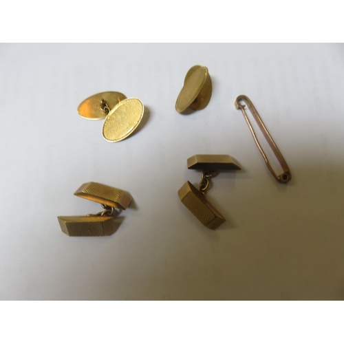 Two Pairs of 9ct Gold Cufflinks and a 9ct Gold Brooch - 23.6g