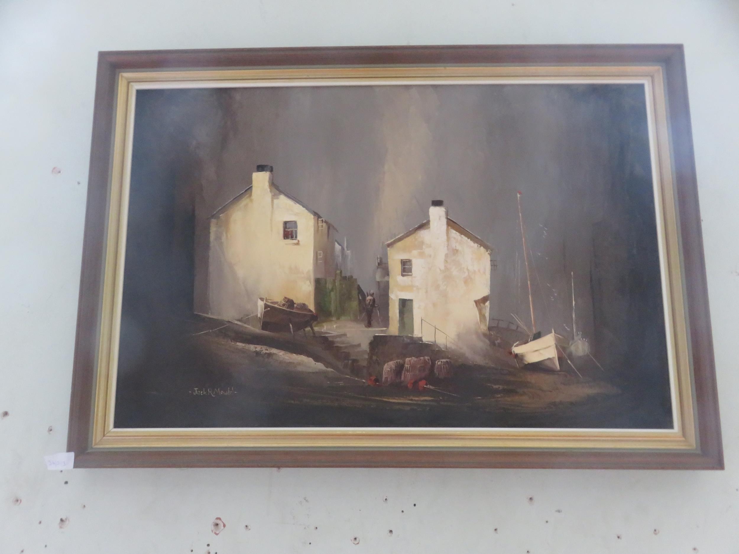 Framed Oil Painting - Quayside - Jack R Mould - 1980