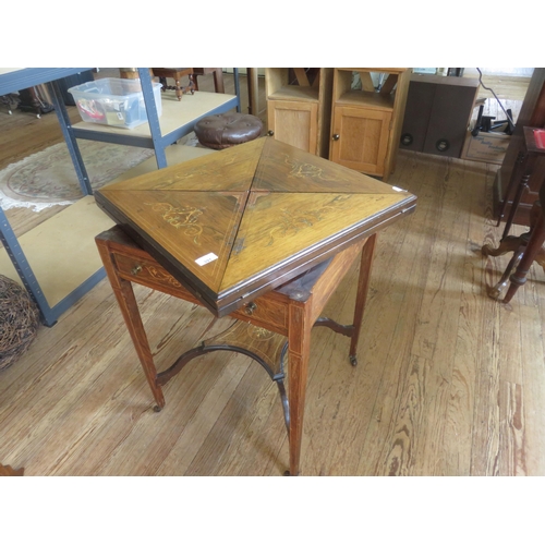 Inlaid Rosewood Envelope Card Table