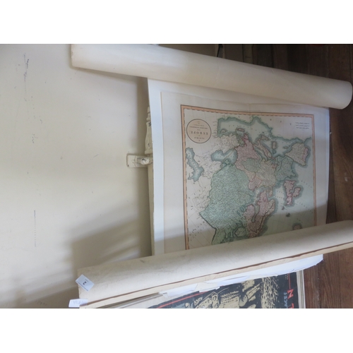 2 - Five Unframed Antique Map Engravings, Scotland and The UK plus Two First World War Maps (7)