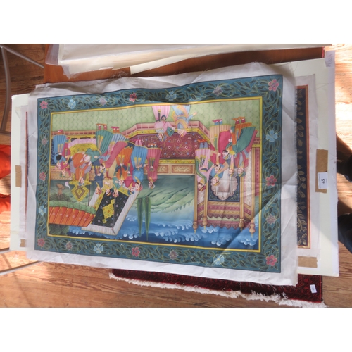 45 - Five Indian Type Silk Pictures
