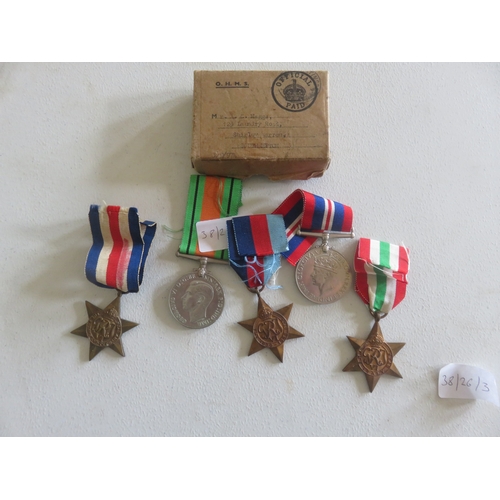 49 - Group of Five World War II Medals, with Box, Mr ? E Maggs, Southampton Address