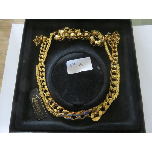 59A - Lot of Monet Gold Tone Necklaces and a Bracelet (3)