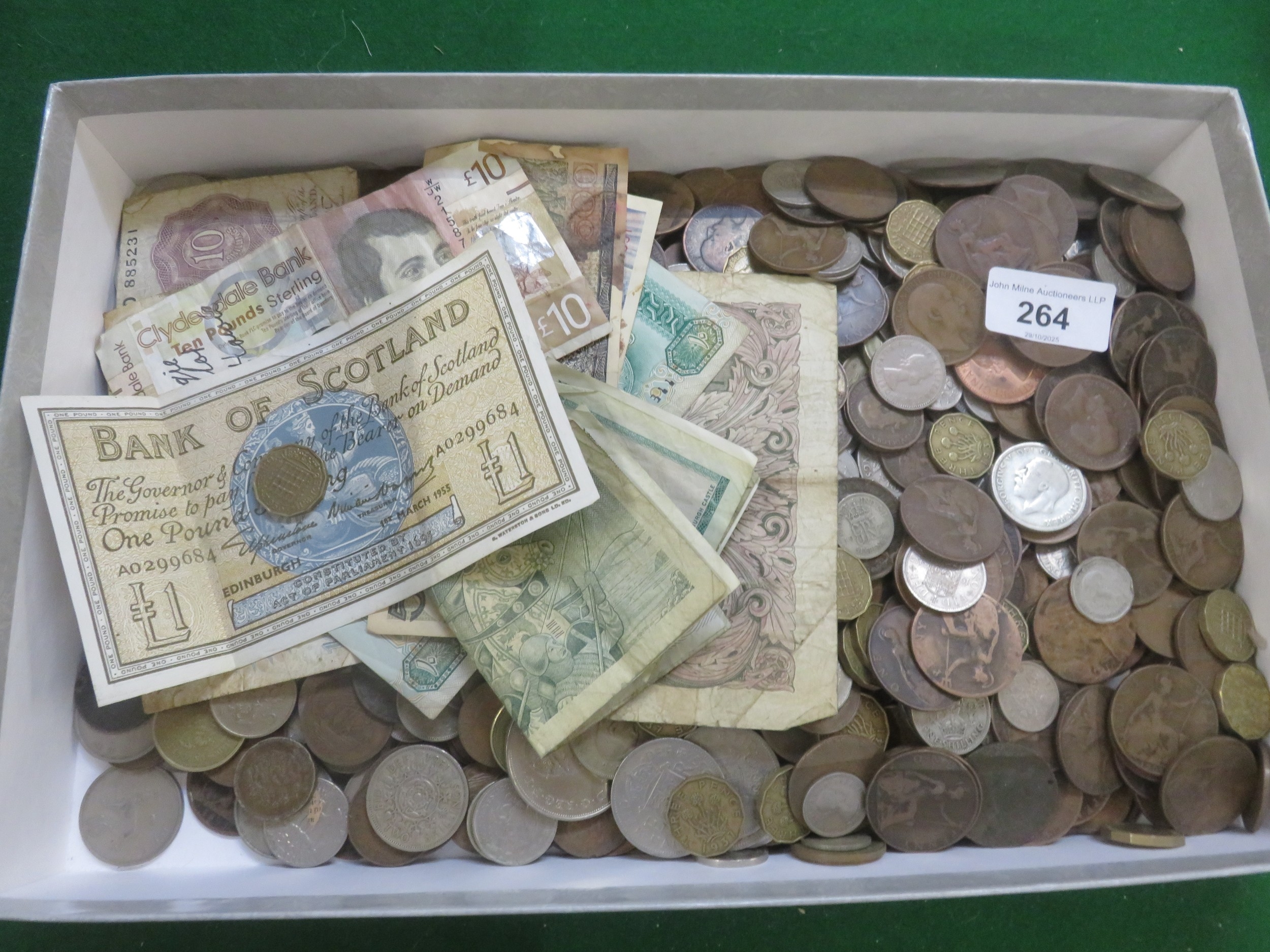 Box of World coinage and Notes