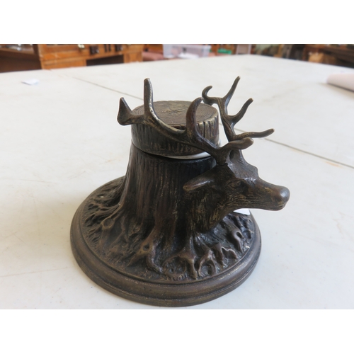 Brass Stag Inkwell