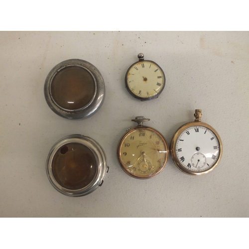 66 - Three Pocket Watches (A/F) and a White Metal Outer Watch Case