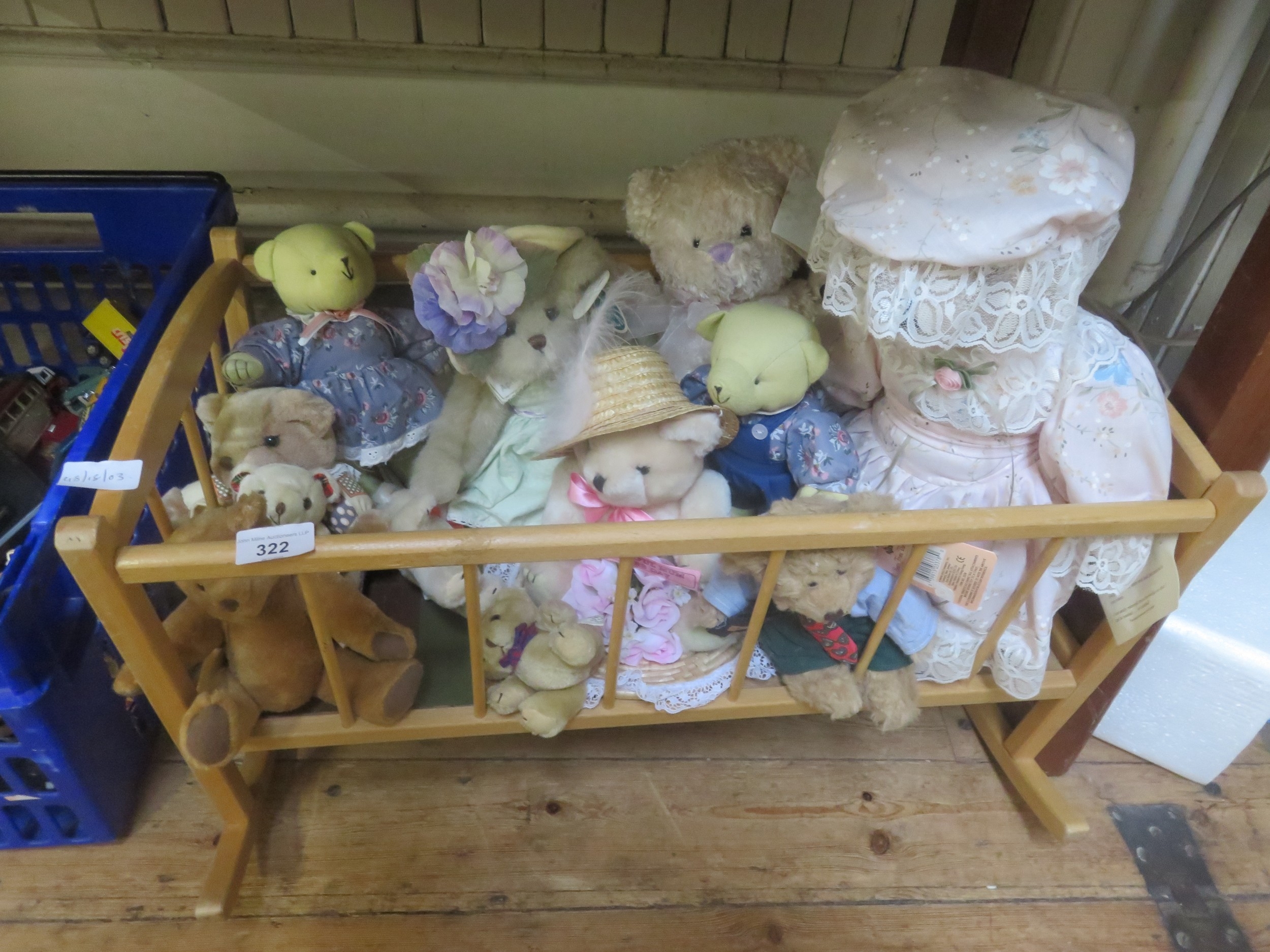 Toy Rocker Crib with Approx twelve bears
