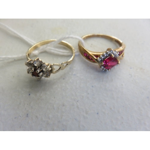 80 - Two 9ct. Gold Red Stone Dress Rings