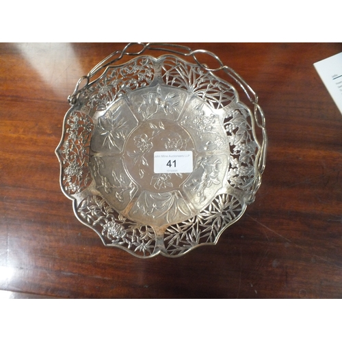41 - Chinese Silver Openwork Basket 300 grams