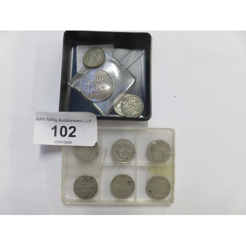 102 - 15 Silver Threepence and Sixpence Coins