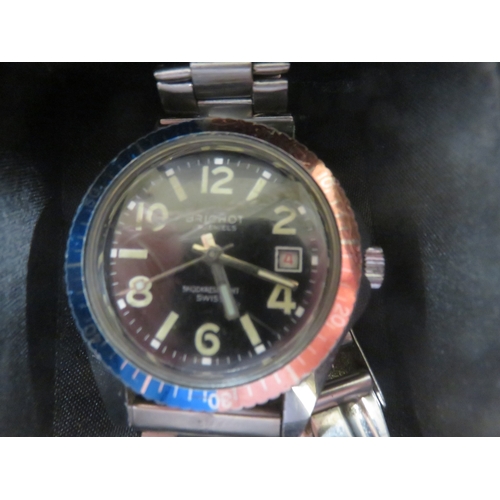 115 - Vintage Brichot Divers Watch With Pepsi Dial