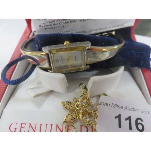 116 - Anna Klein Diamond Set Watch and Swarovski Crystal Butterfly Bracelet
