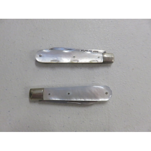 64 - Two Silver and Mother of Pearl Fruit Knives