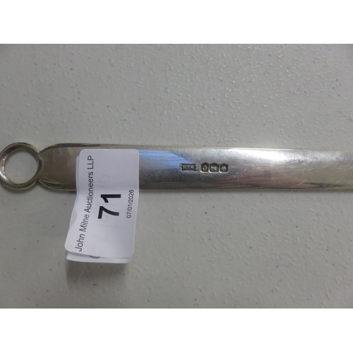 71 - Sheffield Hallmarked Silver Meat Skewer by Walker and Hall