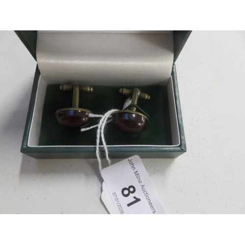 81 - Pair of Boxed Cherry Amber Type Cufflinks
